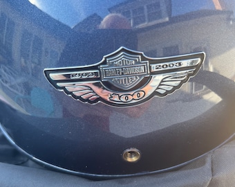 2003 Harley Davidson 100th Anniversary Medio casco Azul y gris Tamaño extra pequeño XS
