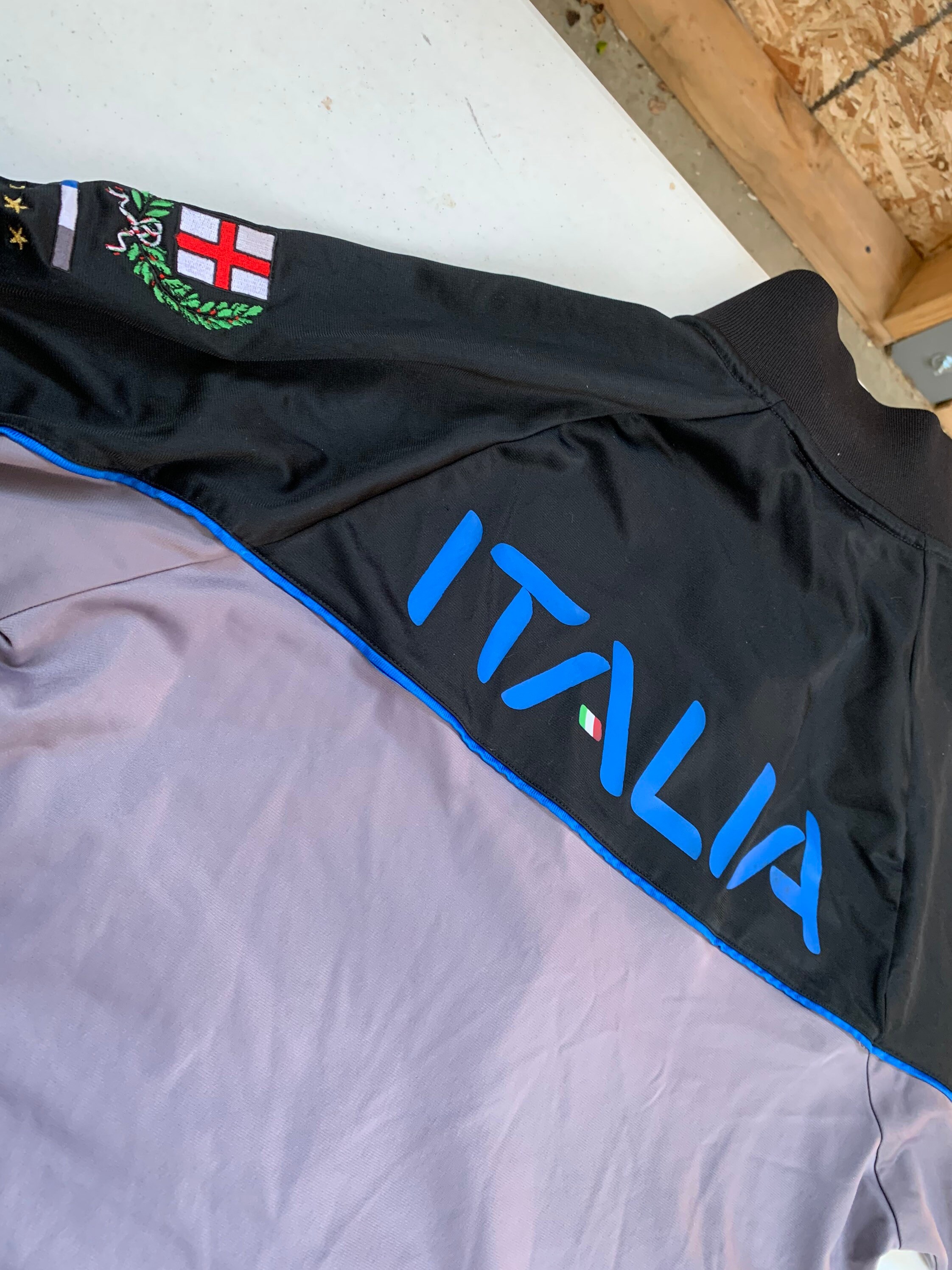 Vintage FILA Sport Italia Track Soccer Jacket Black Gray Blue