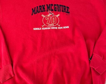 Vintage 1998 Mark McGuire Home Run King Crewneck Sweatshirt Maat XL Kwaliteit Zwaar Materiaal Made in USA