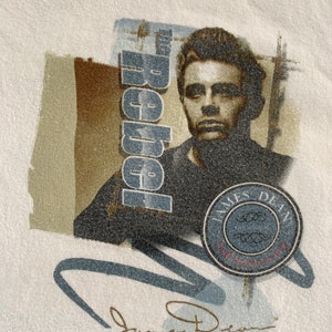 Vintage James Dean T Shirt Rebel Tony Stewart Fits Small medium   See pics Double sided