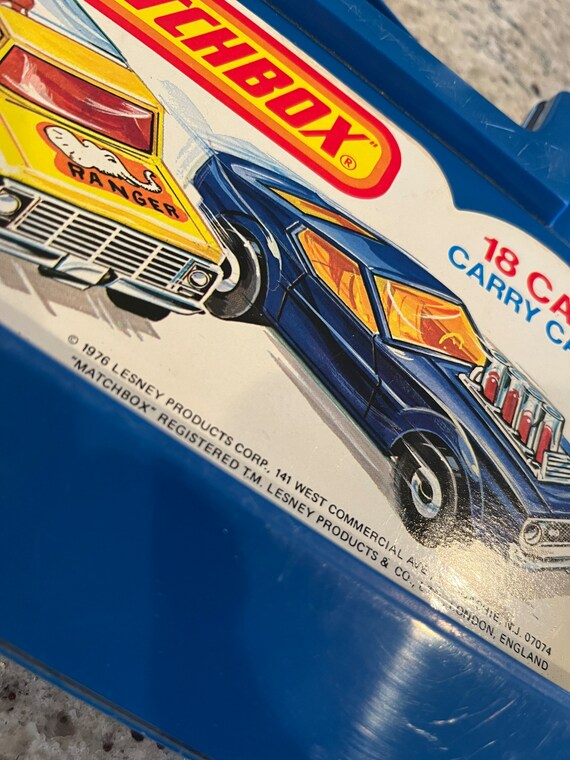 Vintage 70s Matchbox Car Carry Case 18 Cars Lesney 1976 Blue