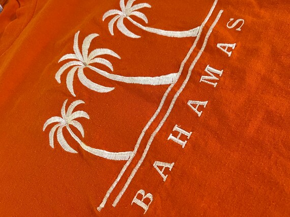 Vintage Bahamas Orange Embroidered T Shirt Size M… - image 3
