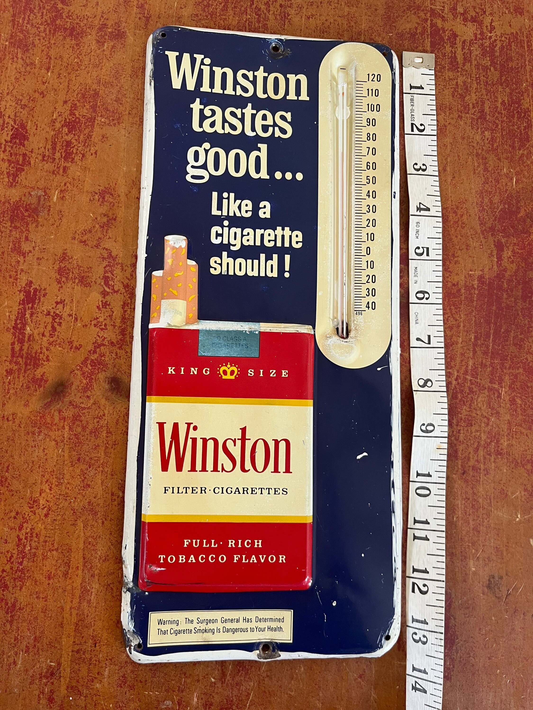 winston cigarettes strength Vintage Winston Cigarettes Thermometer Sign 13” X 6” Tastes Good Working