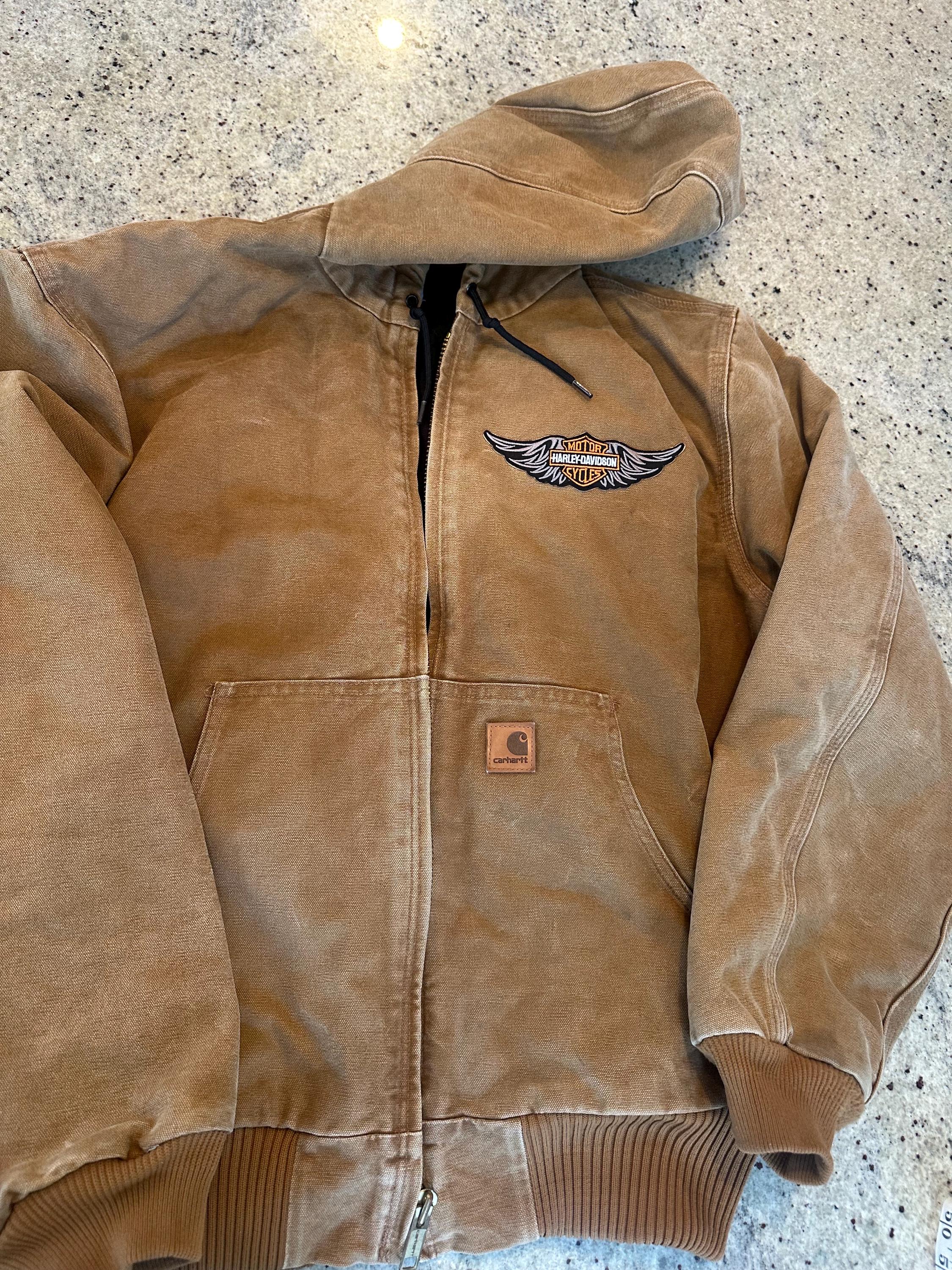 タ*カ様 HARLEY-DAVIDSON カーハートジャケット XL Vintage Harley Davidson Carhartt Jacket Coat Size L Quality Brown