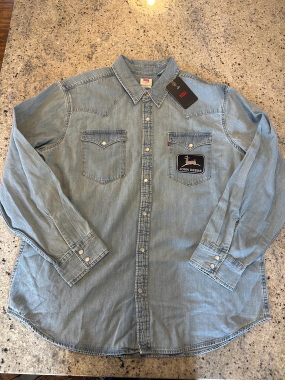 Vintage John Deere Denim Shirt Size Extra Large Quality Brand 