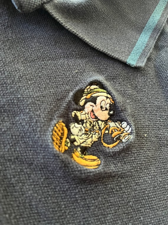 Vintage Disney Mickey Mouse Navy Blue Polo Shirt Size 2XL Safari Binoculars  