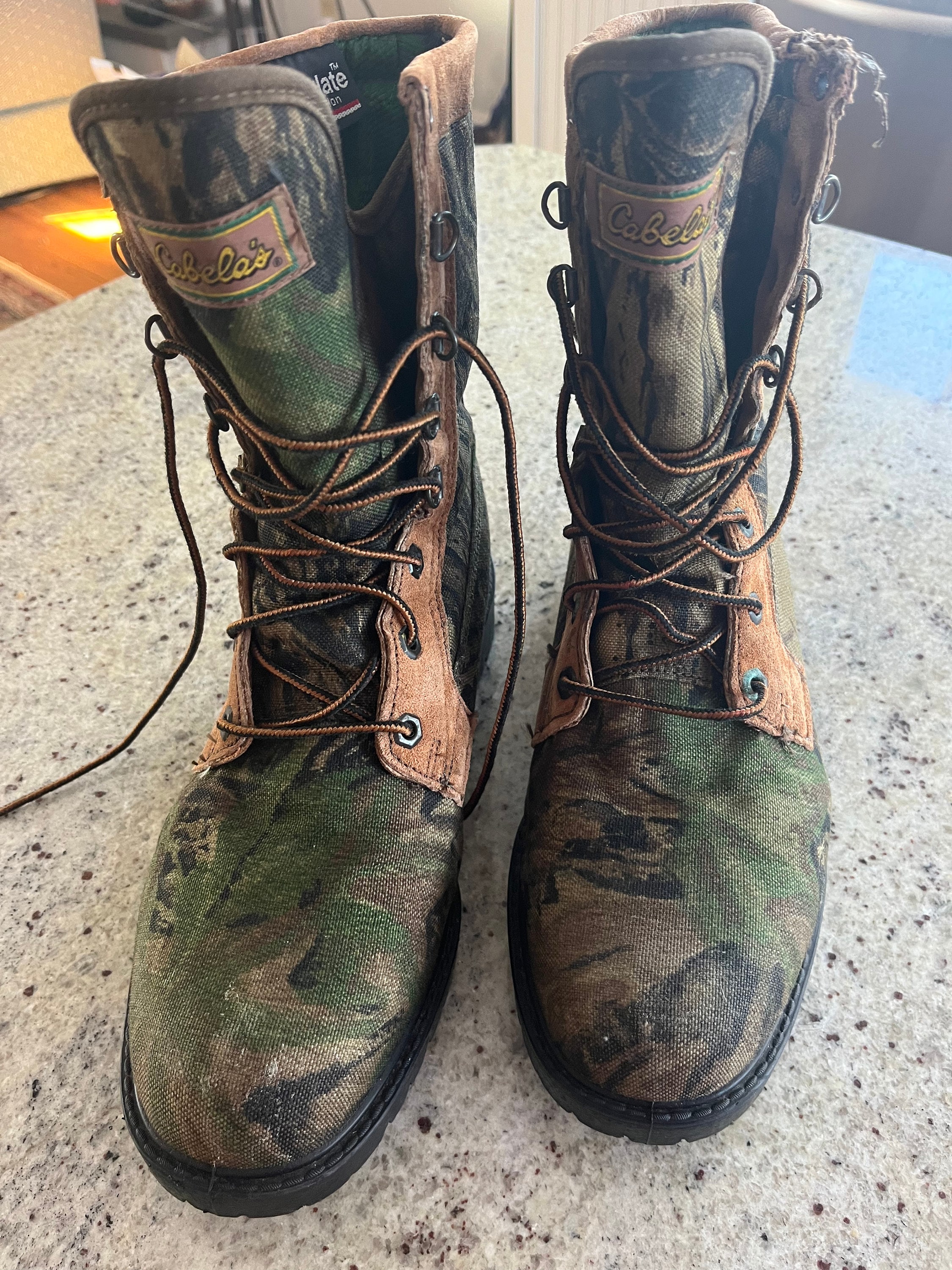 Vintage Cabelas Realtree Camo Hunting Boots Gore-tex Brown Suede