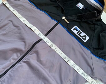 Vintage FILA Sport Italia Track Soccer Jacket Black Gray Blue