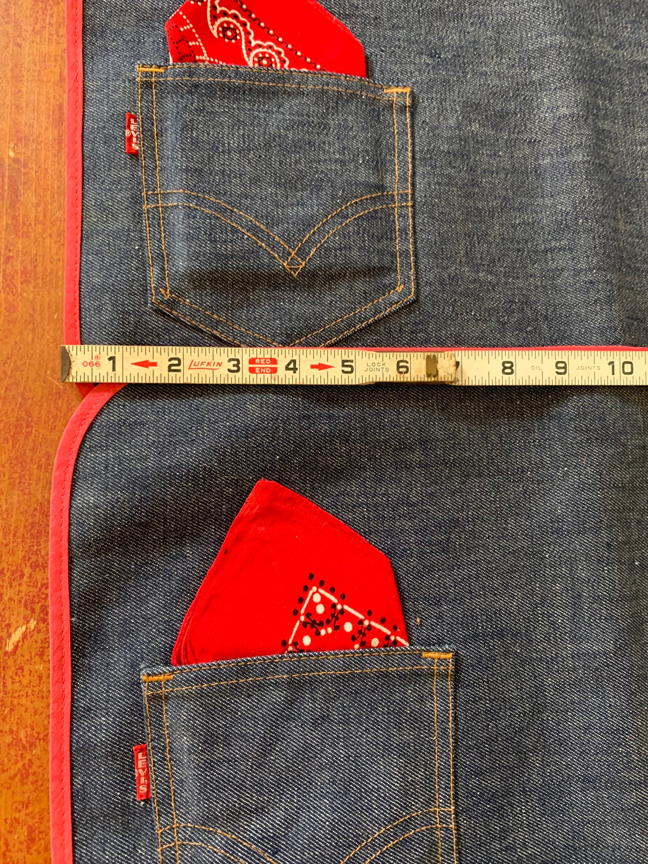 Vintage LEVIS Blue Jeans Big E 501 Placemats Red Bandanas Vintage LEVIS Blue Jeans Big E 501 Placemats Red Bandanas