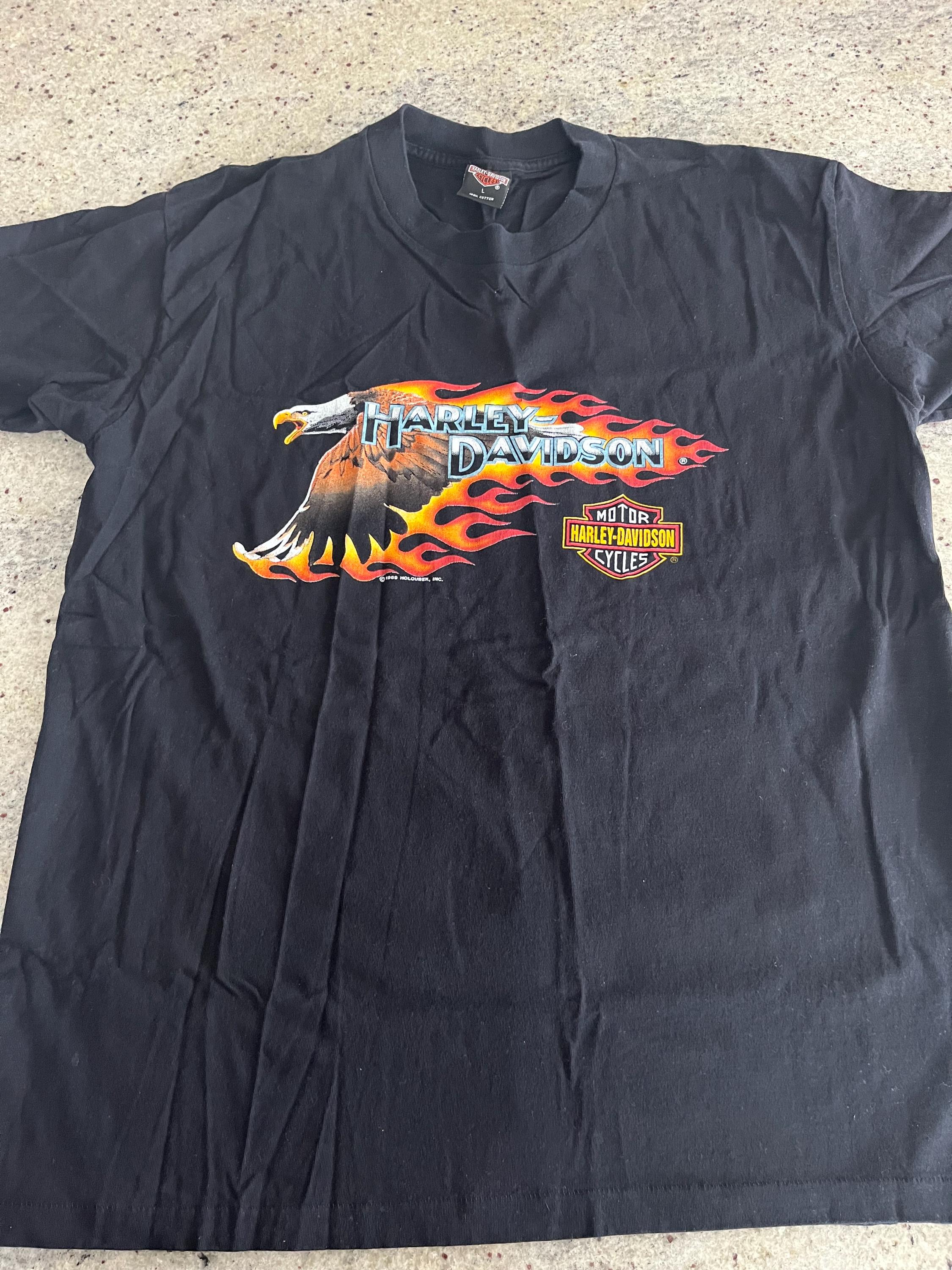 Harley-Davidson イーグルプリント Tシャツ　1989年 Vintage 1989 Harley Davidson Flaming Eagle Aruba T Shirt Size