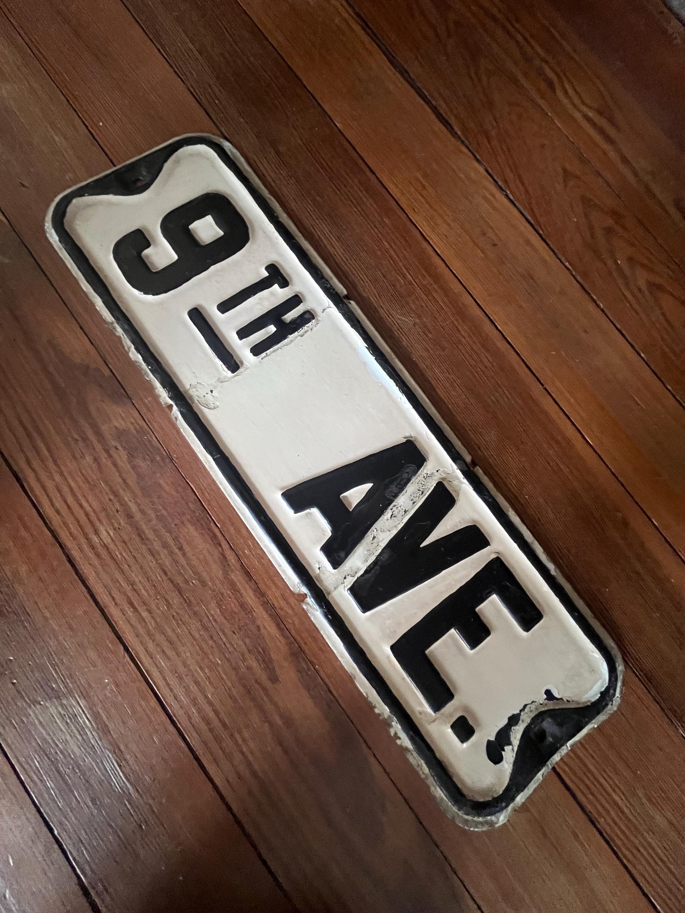 Vintage 9th Ave Avenue Street Sign Heavy Metal Embossed 20 X 6