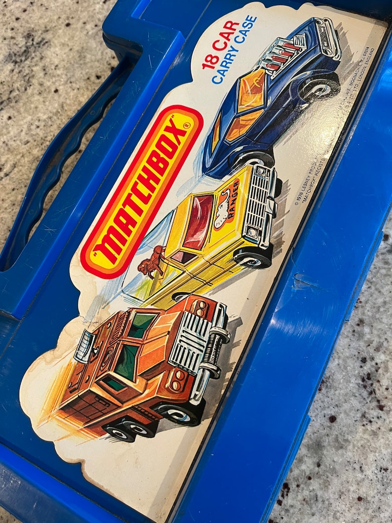 Vintage 70s Matchbox Car Carry Case 18 Cars Lesney 1976 Blue Etsy