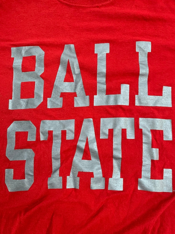 Ball State T Shirt Size Medium Unique Silver Lette