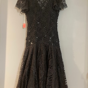 Vintage Made in the USA Black Lace Evening Gown by HW collections size 7/8 Dress New with Tags NWT
