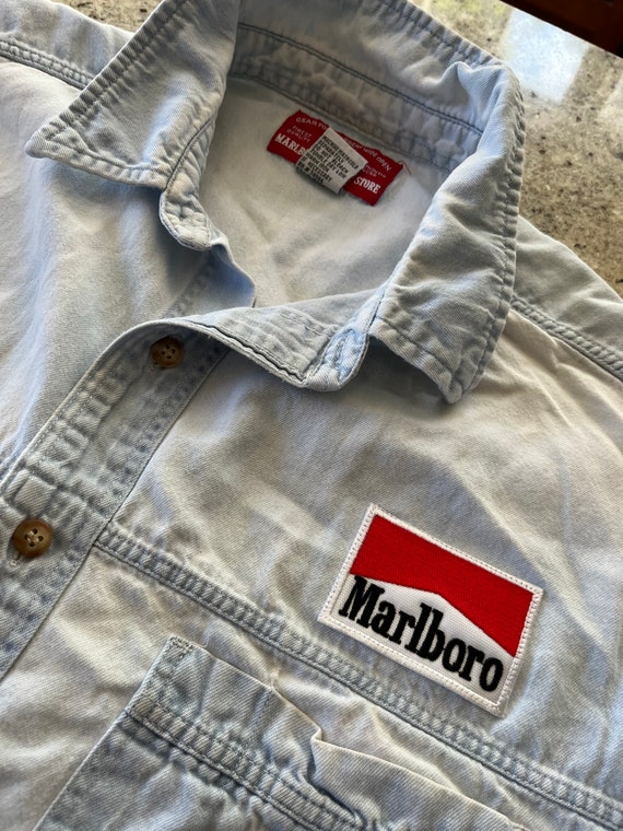 Vintage 90s Marlboro Denim Shirt Size Large Perfect Fade - Etsy 日本