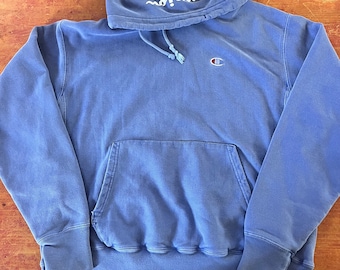 Vintage Champion X Supreme Hoodie Sweater Big Logo Back Hit Navy