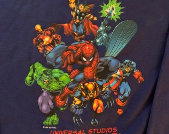Vintage 1998 Universal Studios Hollywood Crewneck Sweatshirt Size Large Spider-Man Hulk Nice