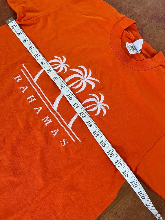 Vintage Bahamas Orange Embroidered T Shirt Size M… - image 5