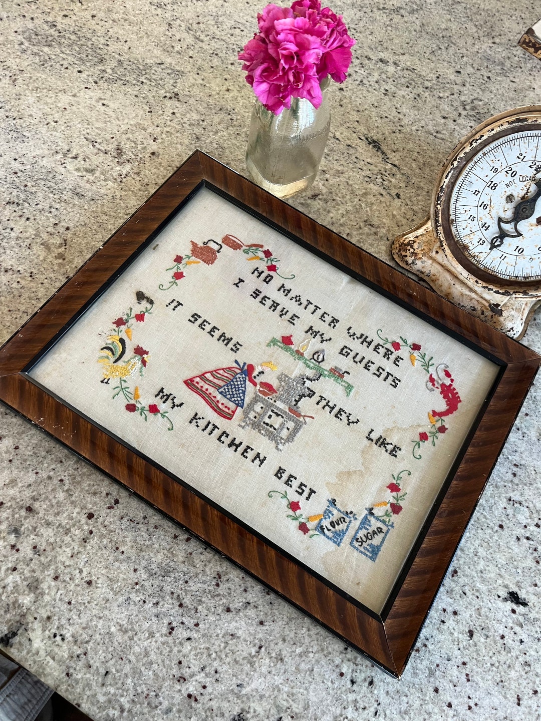 Vintage Antique Cross-stitch Sampler 