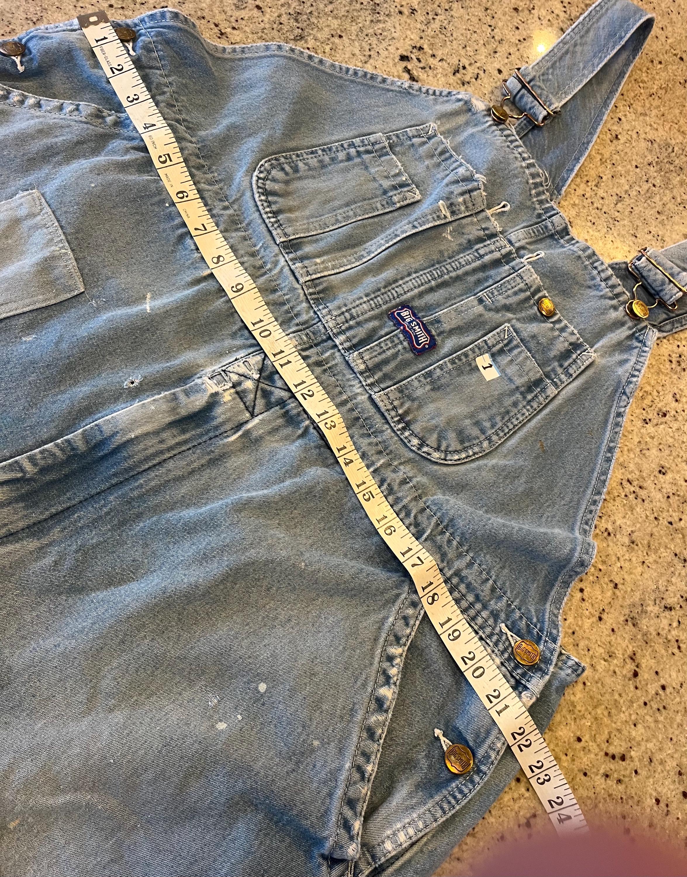 Vintage Big Smith Denim Bib Overalls Size 40 X 28 Distressed