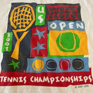 Vintage 2001 US OPEN Tennis Championships T Shirt Size Large Awesome Graphic