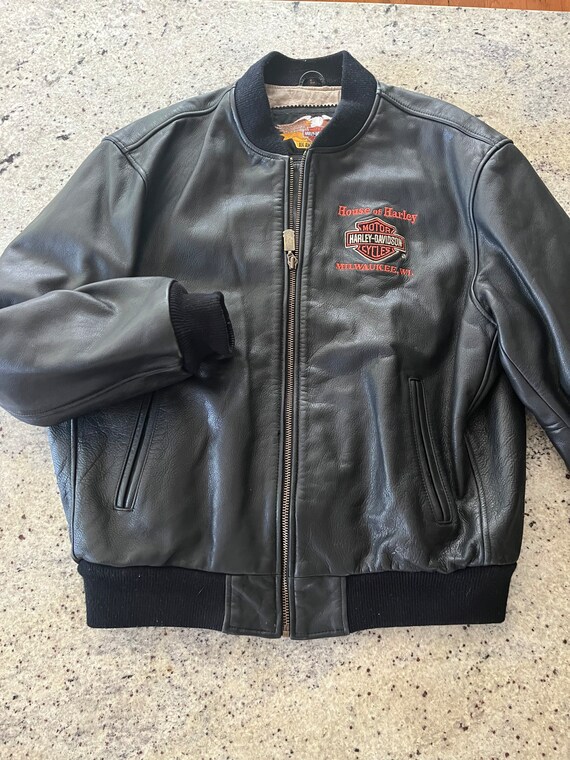 Harley Davidson Leather Jacket Size Large Rare House of Harley - Etsy