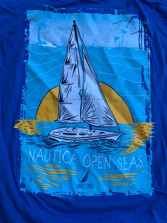 Vintage Nautica Open Seas  T Shirt Size Large Awe… - image 1