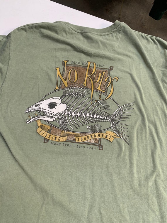No Rules Fishing Tournament T Shirt Size XL More Beer Less Fear