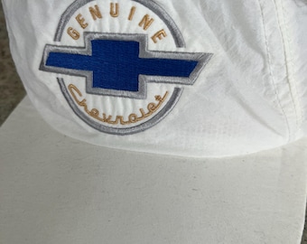 Vintage Genuine CHEVROLET Snapback Hat White Chevy Cap Quality Embroidered Logo