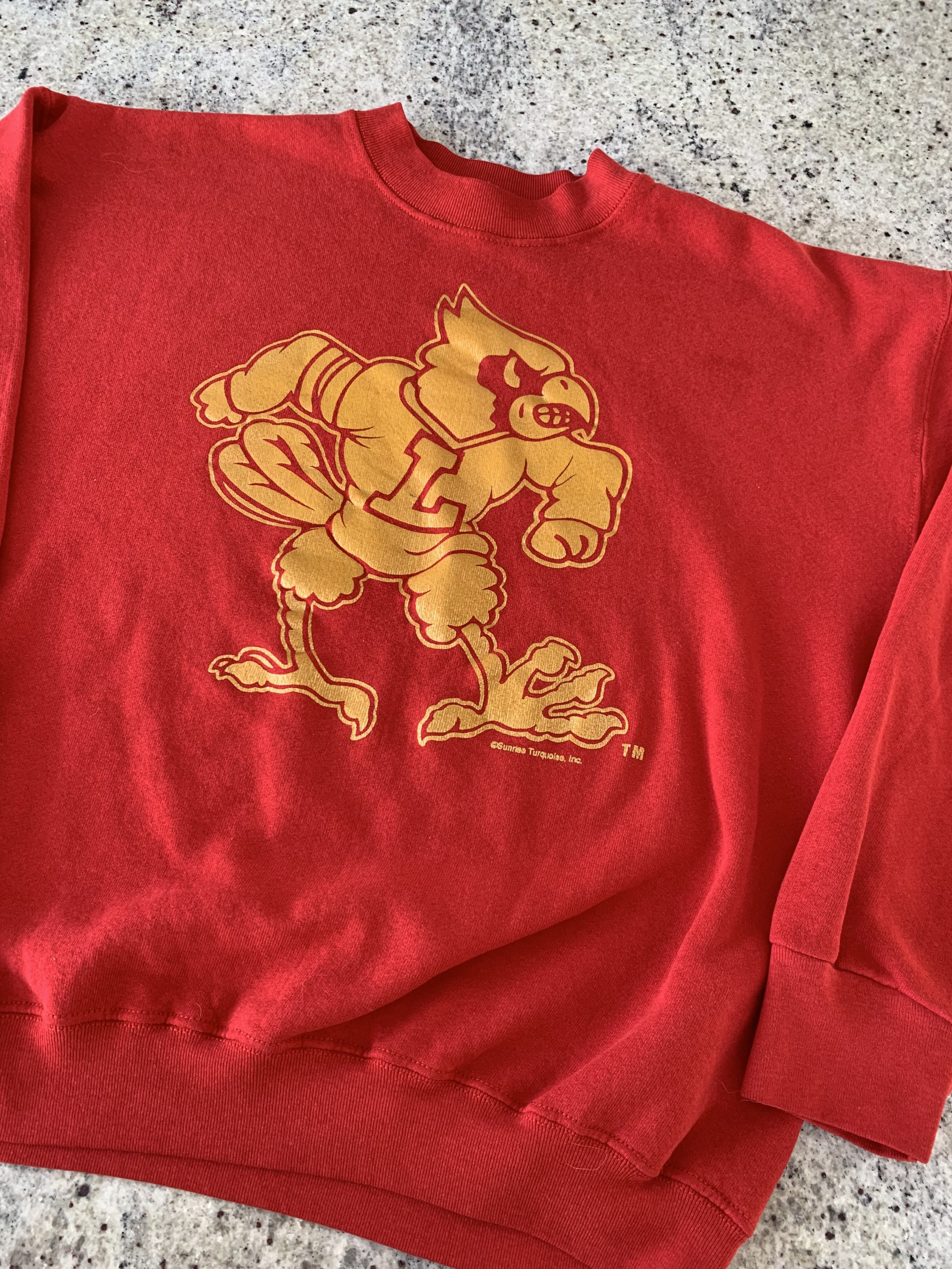 Vintage 80s Louisville Cardinals Crewneck Sweatshirt XL Made 