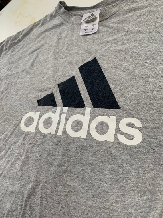 Vintage Adidas Trifoil T Shirt Size Medium Classic Gray Black