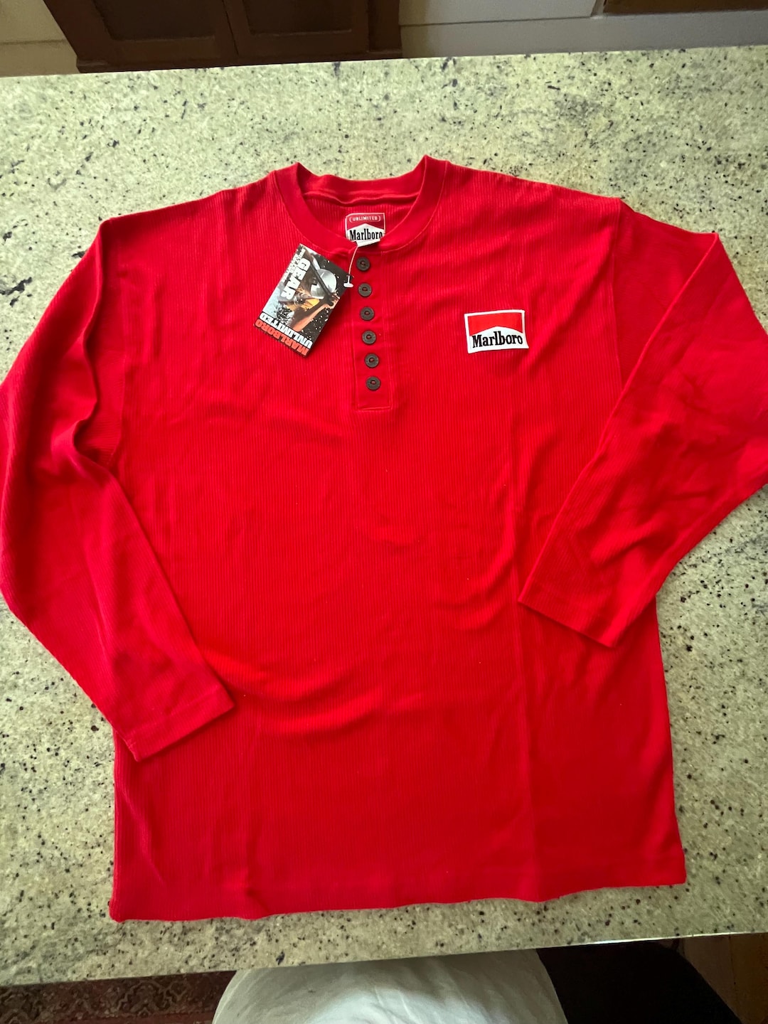 Vintage Marlboro Red Pullover Thermal Shirt Size Large New With Vintage Marlboro Red Pullover Thermal Shirt Size Large New With