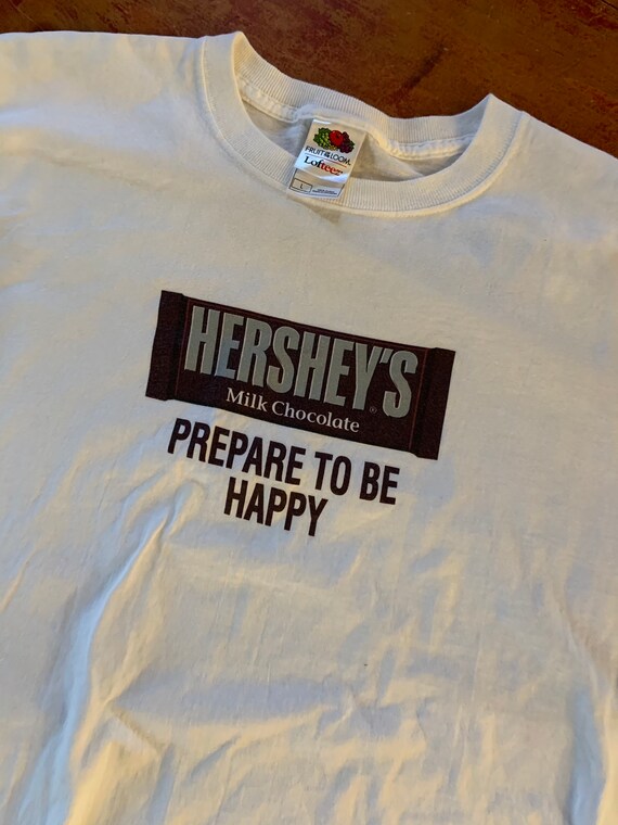 Vintage Hershey’s Milk Chocolate Candy Prepare to be Happy T Shirt Size Large EUC Excellent Condition View 2