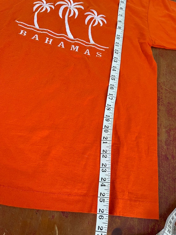 Vintage Bahamas Orange Embroidered T Shirt Size M… - image 6