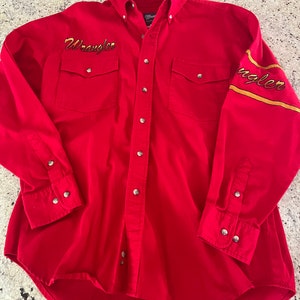Vintage Wrangler Button Down Long Sleeve Cotton Shirt Size Large Quality Embroidered