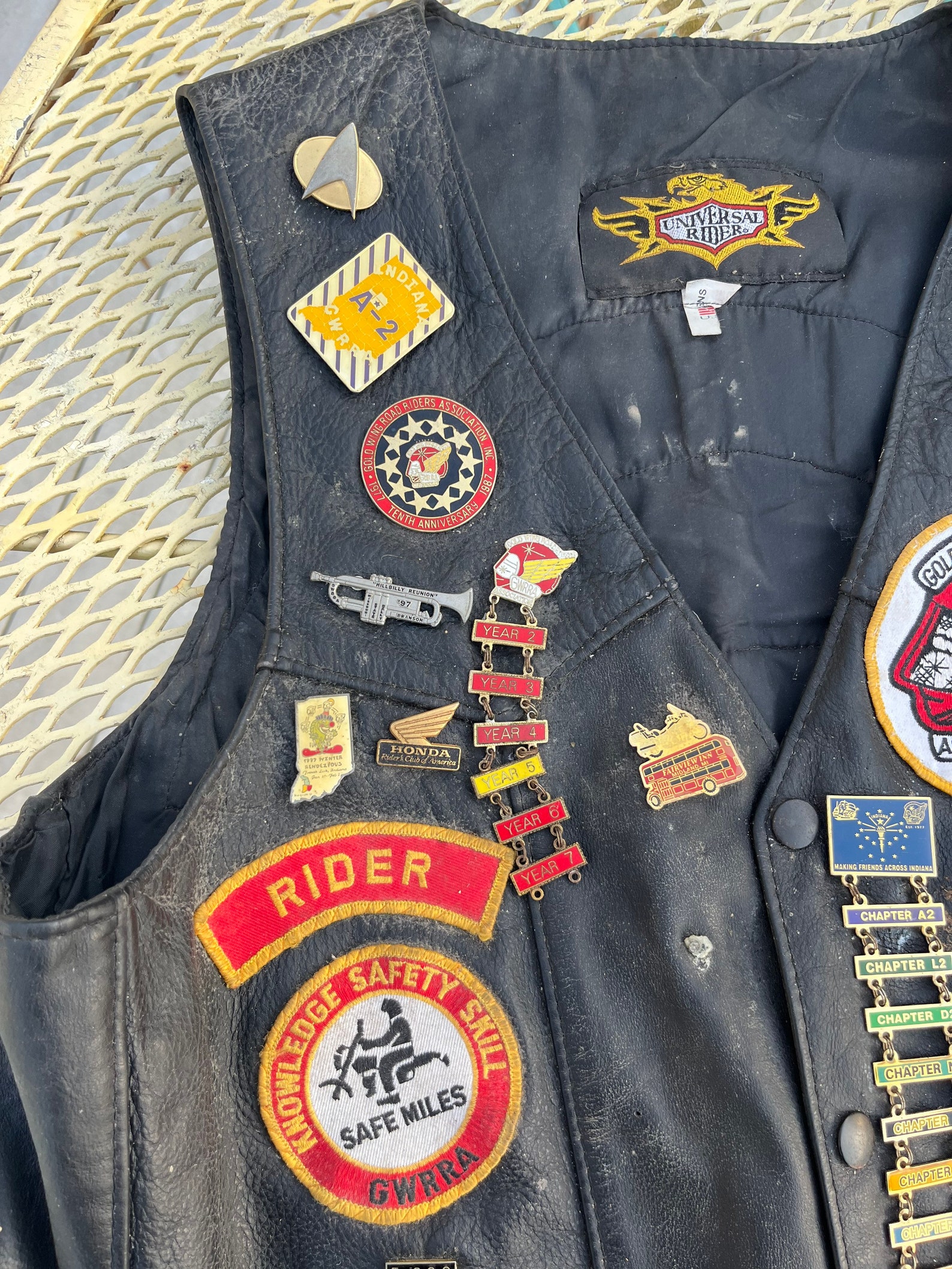 Vintage Black Leather Motorcycle Riding Vest Hoosier Wing Riders ...