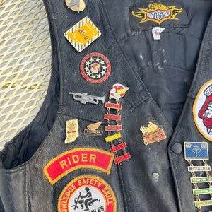 Vintage Black Leather Motorcycle Riding Vest Hoosier Wing Riders ...