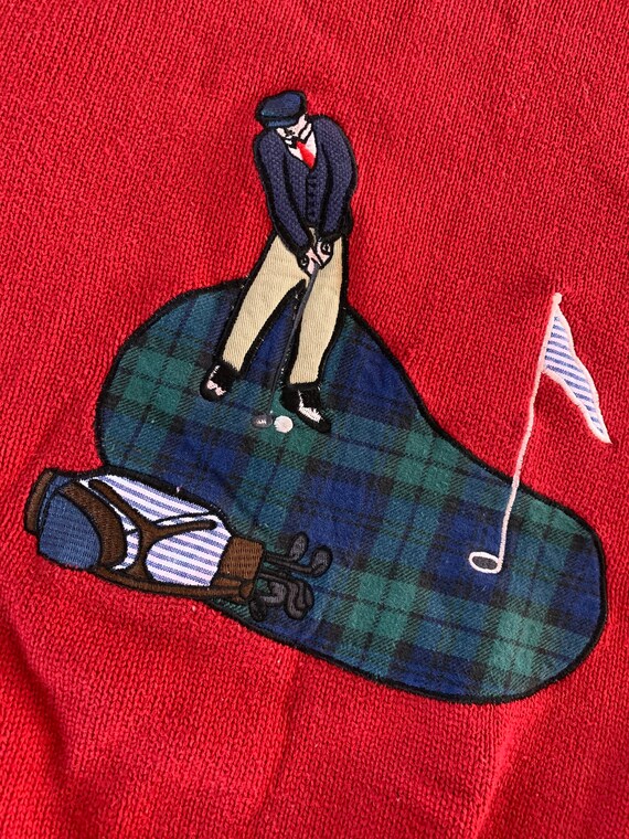 Vintage Golf Sweater Red Cool Graphic Quality 100% Cotton