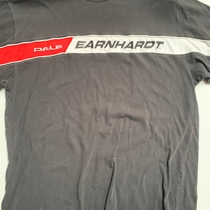 Vintage Dale Earnhardt Spell out T shirt Rare Fits Medium / Small Worn Patina Black Red Quality Stitched Letters NASCAR fan Daytona 500