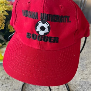 Vintage Indiana University Soccer SnapBack Hat Cap Quality Embroidered Red & Black