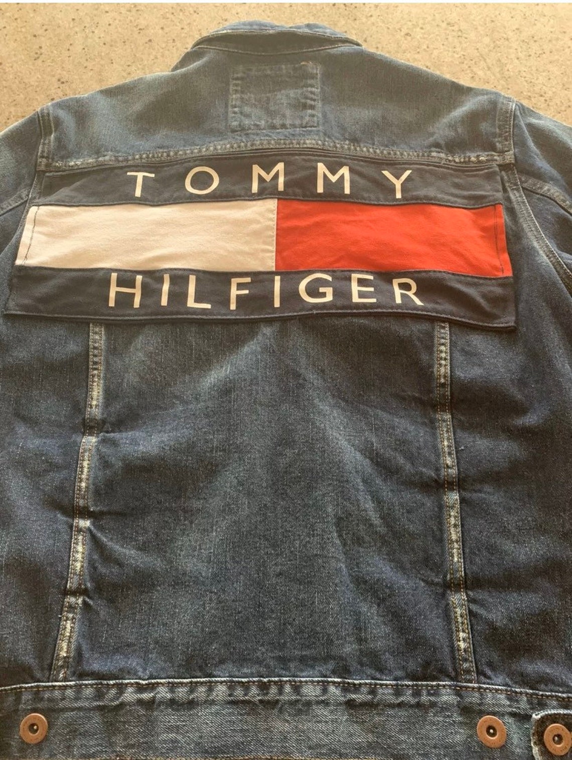 Vintage Tommy Hilfiger Mens Blue Denim Jean Trucker Jacket Etsy
