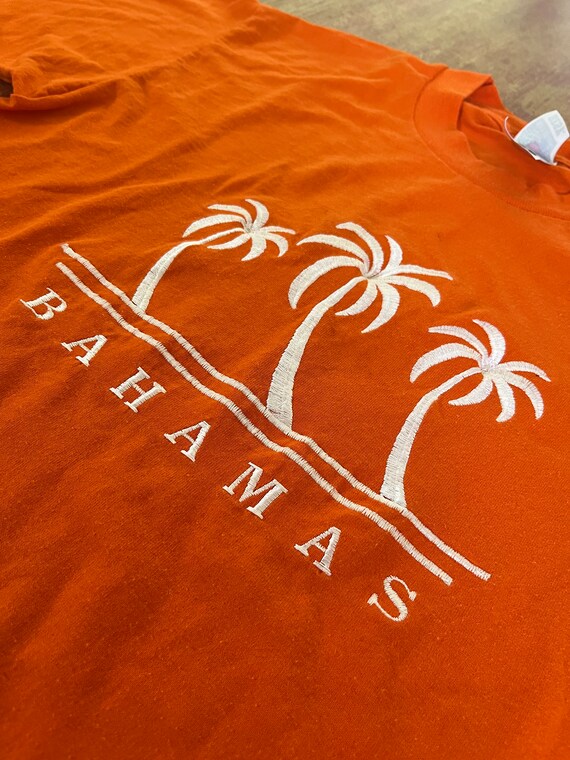Vintage Bahamas Orange Embroidered T Shirt Size M… - image 7