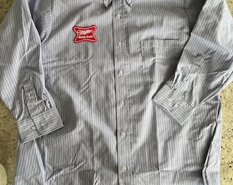 Vintage Miller High Life Beer Delivery Man Shirt Size Large / XL Embroidered Patch Quality Made in USA New