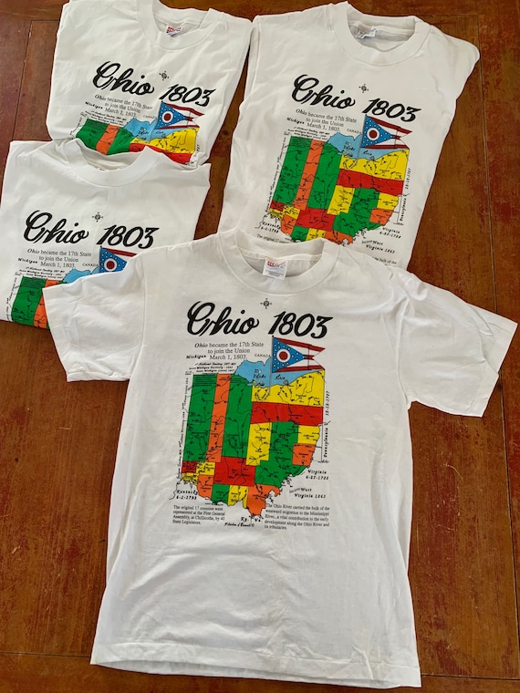 Lot of 4 Vintage State of Ohio 1803 T Shirts Small