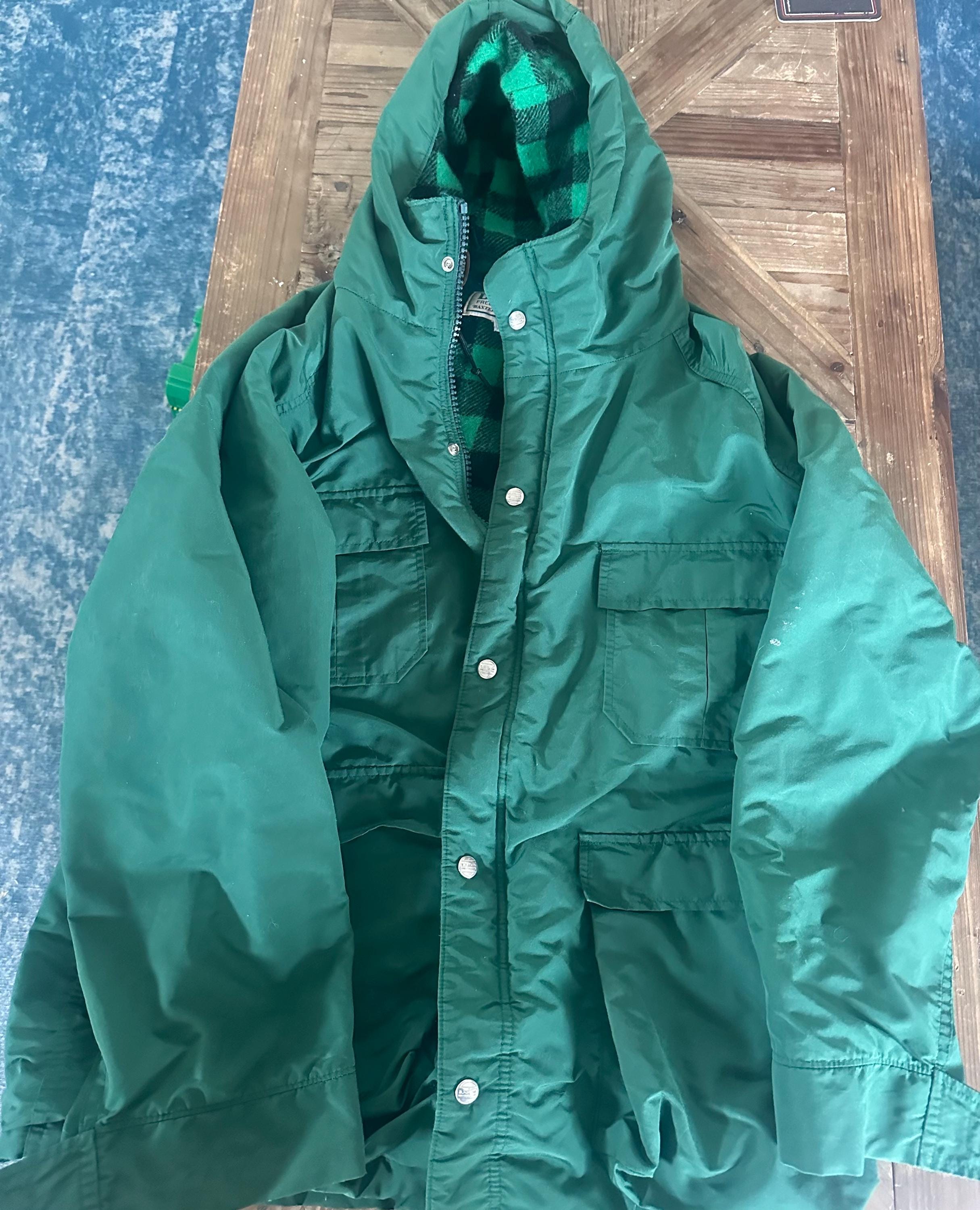 Vintage LL Bean Hooded Fleece Lined Full Zip Coat Made in USA Fits 