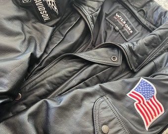 Vintage 80s Harley Davidson Leather Jacket Size Large Full Zip