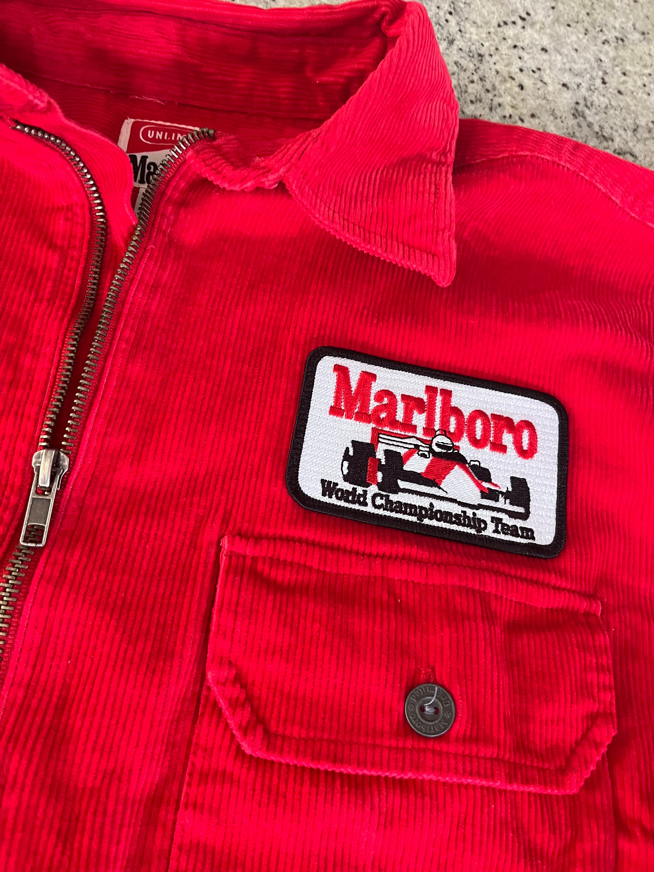 Vintage 1990s Marlboro Racing Corduroy 1/4 Zip Jacket Size Medium