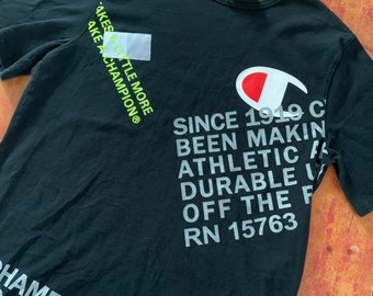 Champion Spell Out All Over 1919 T Shirt Size XL Unique Rare