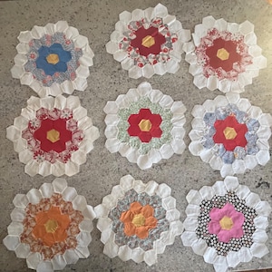 Antique quilt grandmothers flower garden - Etsy 日本
