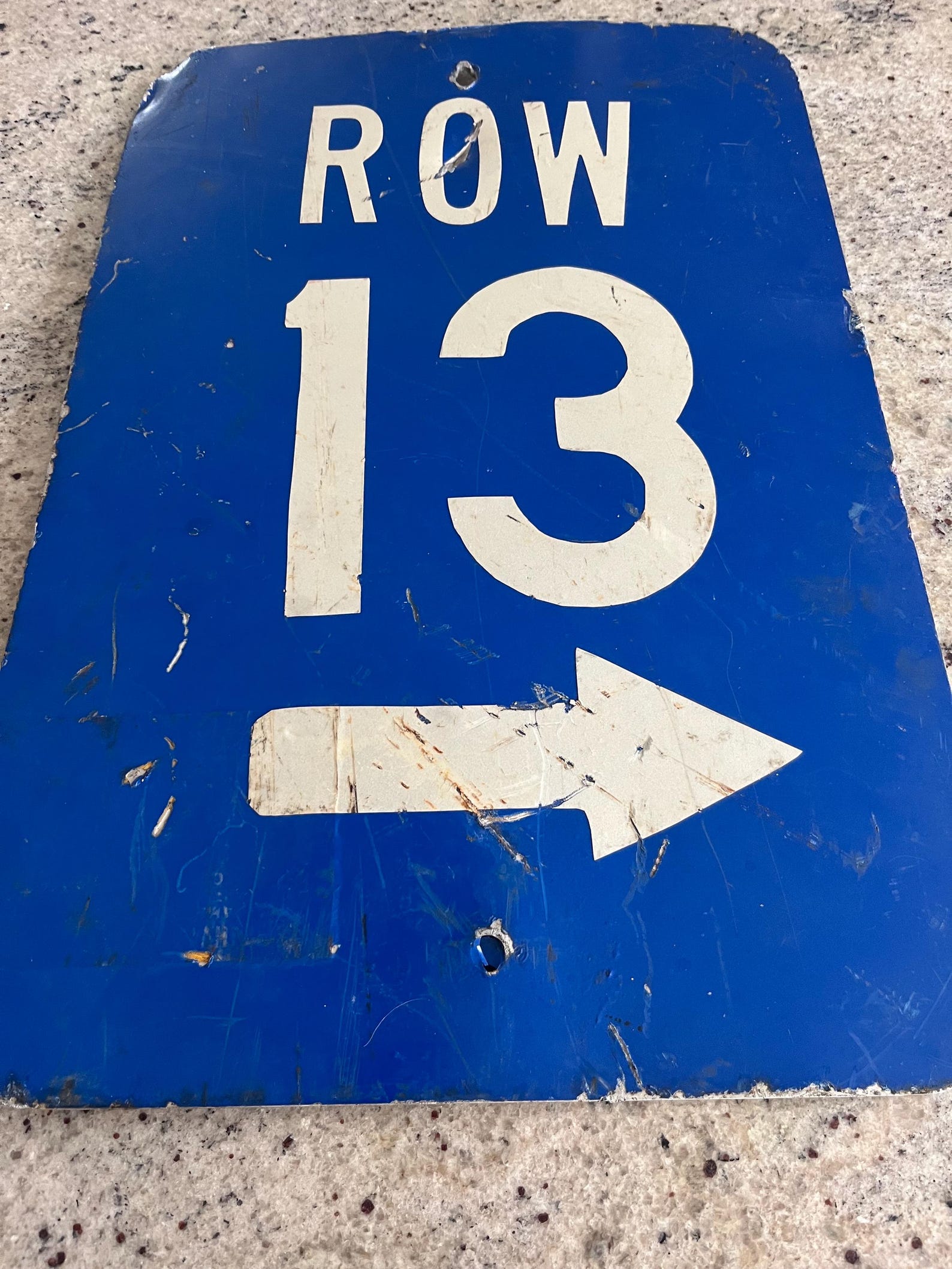 Vintage Row 13 Street Sign Blue & White Quality Heavy Metal 18” X 12 ...